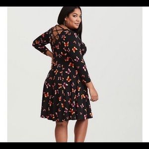 Torrid black butterfly skater dress
